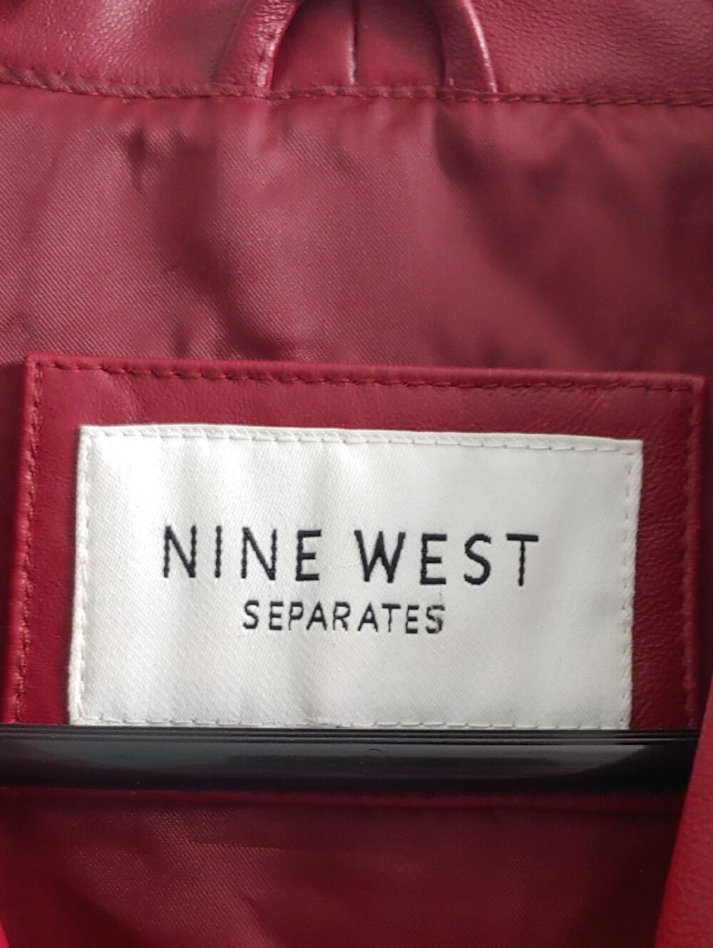 Nine West Real Red Leather Jacket Women's Moto Full Zip Size L - Picture 2 of 8